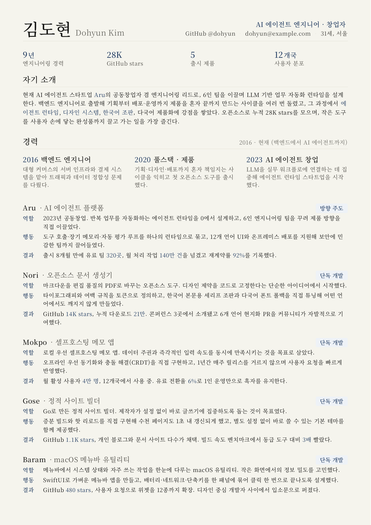 Korean resume